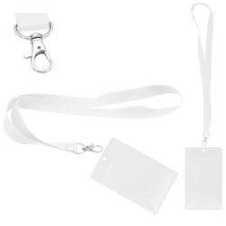 Identyfikator pionowy holder A7 przezroczysty targowy 81x110mm + smycz 90cm