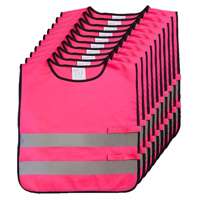Kamizelka odblaskowa ostrzegawcza róż dla dzieci szkolnych 45x50cm 10szt