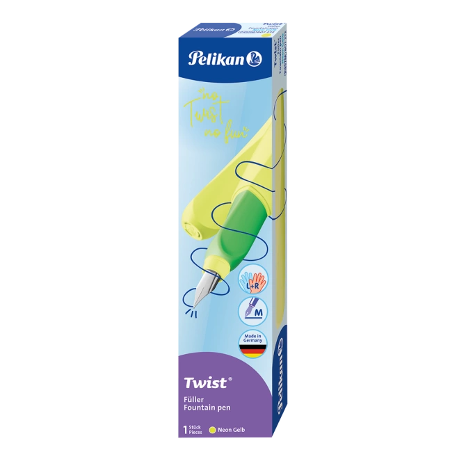 Pióro wieczne Twist dla dzieci prawo/lewo żołte zielone Neon Yellow PELIKAN