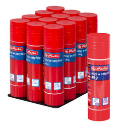 Klej w sztyfcie 40g szkolny biurowy mocny transparent zmywal HERLITZ 12szt