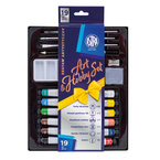 Zestaw artystyczny farby akrylowe pędzle 19el na prezent Art&Hobby ASTRA