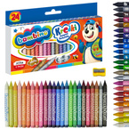 Kredki świecowe glinka kaolinowa + temperówka 24 kolory BAMBINO