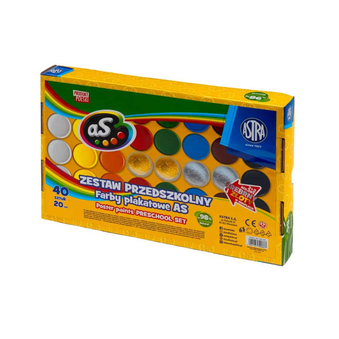 Farby plakatowe XL zestaw do przedszkola 40 kol × 20 ml ASTRA 
