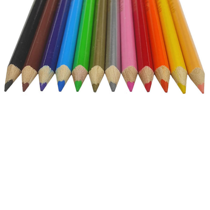 Kredki ołówkowe trójkątne grube JUMBO 12 kolorów +temperówka BAMBINO