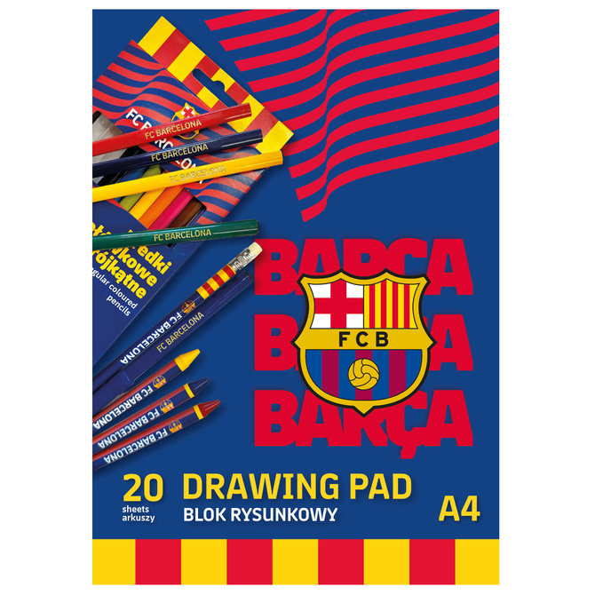 Blok rysunkowy biały A4 20 kartek FC Barcelona 100g/m2 ASTRA