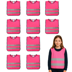 Kamizelka odblaskowa ostrzegawcza róż dla dzieci szkolnych 45x50cm 10szt