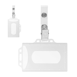 Identyfikator holder z klipsem żabką twardy plastikowy uchwyt poziom pion