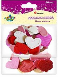 Kolorowe serca piankowe naklejki 50szt, CRAFT-FUN