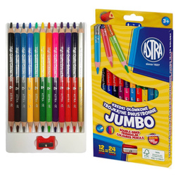 Kredki dwustronne trójkątn grube 12/24 +temp ASTRA