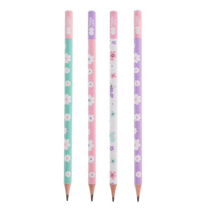 Ołówek trójkątny 2B kwiaty Pearl Flower 24szt HAPPY COLOR
