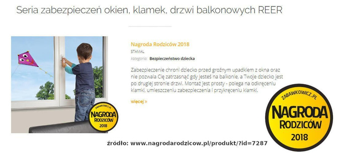 Zabezpieczenie klamki okna drzwi balkonowych 3szt REER