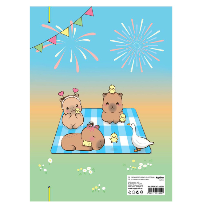 Teczka rysunkowa kartonow z gumką A4 24x31cm kapibara YUMMY YUM HAPPY COLOR