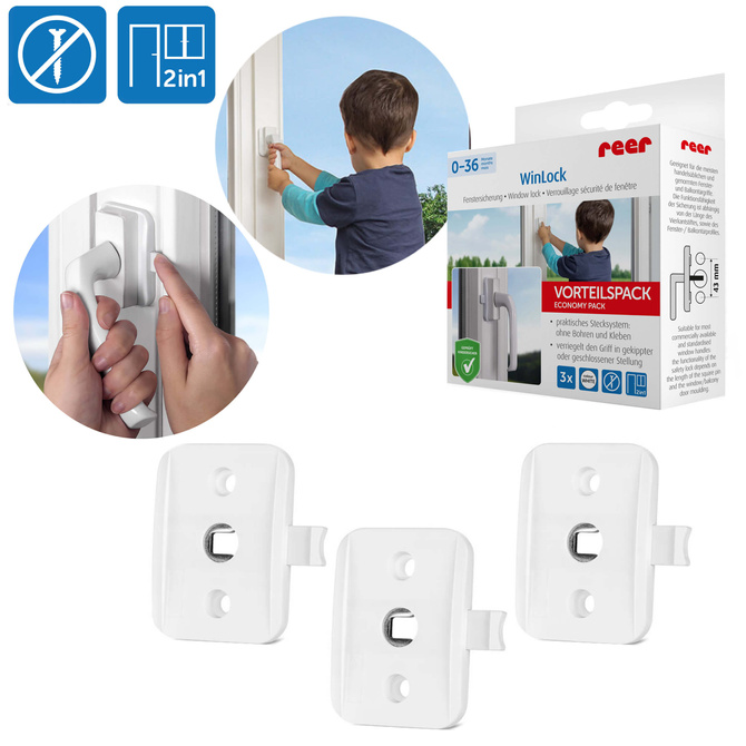 Zabezpieczenie klamki okna drzwi balkonowych 3szt REER