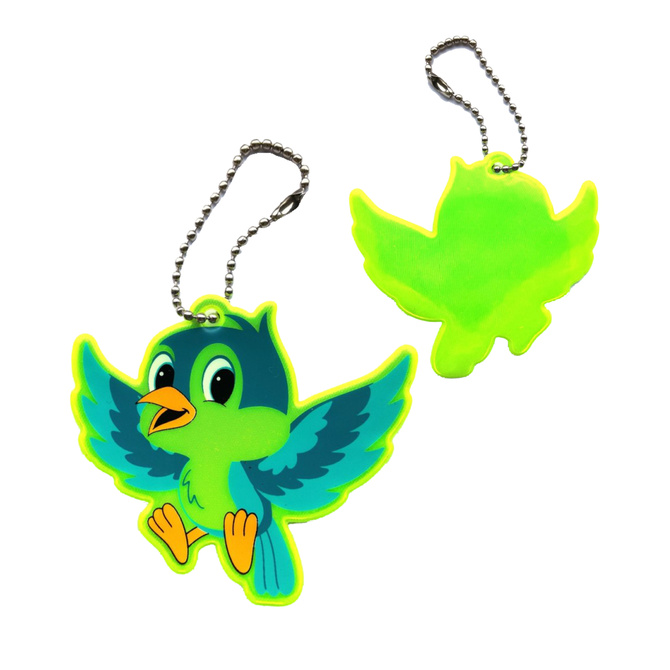 Breloczek brelok gadżet odblaskowy odblask zawieszka papuga