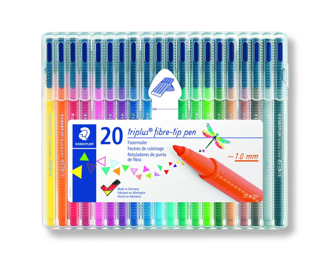 Pisaki flamastry mazaki trójkątne plastikowym etui Triplus 20szt STAEDTLER