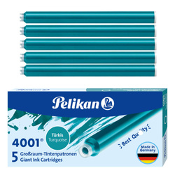 Naboje wkłady pióra wiecznego atramentowe długie 4001 turkus 5szt PELIKAN