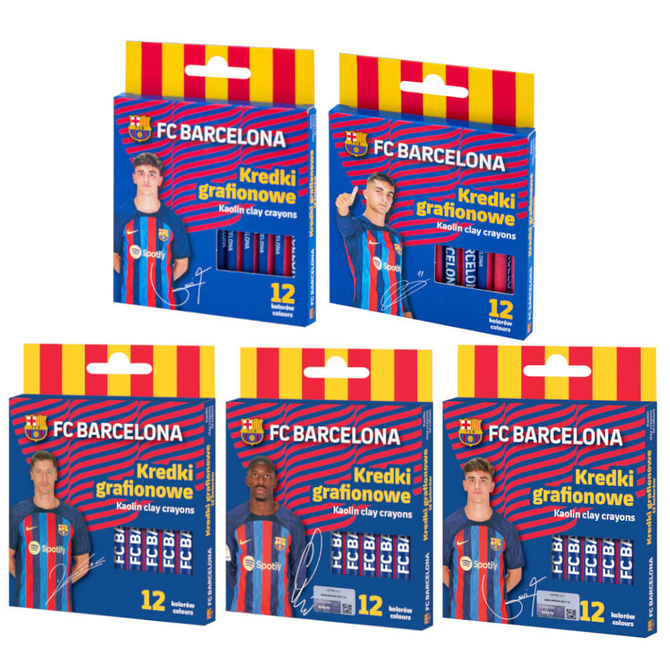 Kredki grafionowe szkolne z glinki kaolinowej 12szt FC Barcelona ASTRA