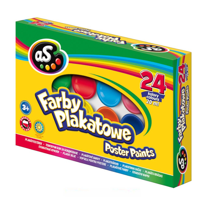 Farby plakatowe szkolne 24 kolory 20ml aS ASTRA