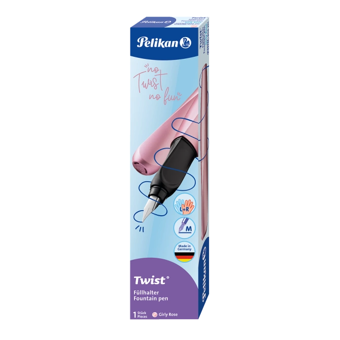 Pióro wieczne Twist dla dzieci prawo/lewo różowe Girly Rose PELIKAN