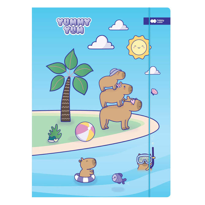 Teczka rysunkowa kartonow z gumką A4 24x31cm kapibara YUMMY YUM HAPPY COLOR