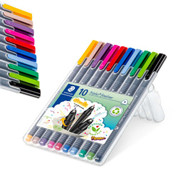 Cienkopisy trójkątne linia 0,3mm w platikowym etui Triplus 10szt STAEDTLER