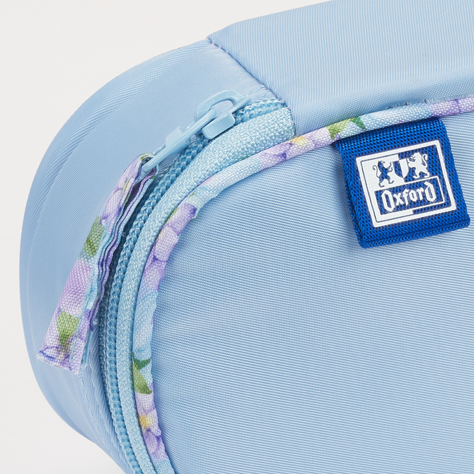 Piórnik kosmetyczka etui usztywniany z klapką błękitny Flowers OXFORD