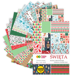 Blok kreatywny święta świąteczny 16 arkuszy A4 32 wzory HAPPY COLOR
