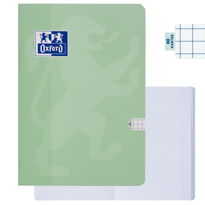 Zeszyt A5 60 kartek w kratkę z marginesem 99,4µm soft touch zielony OXFORD