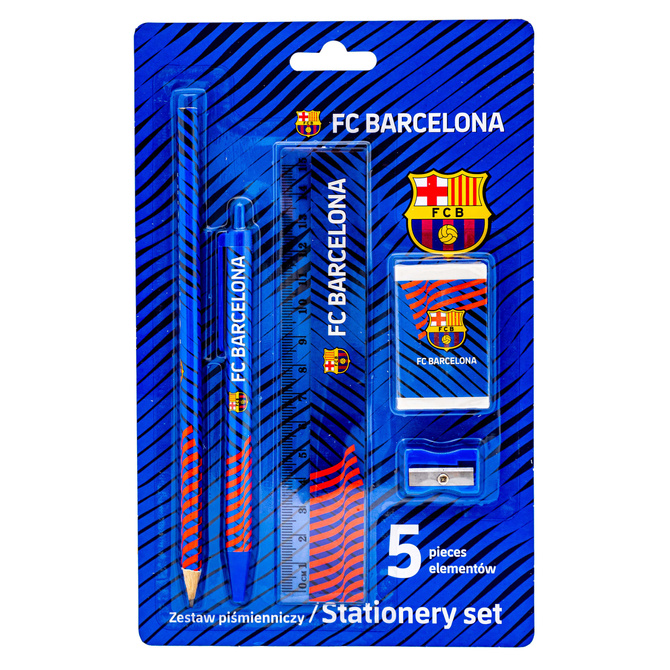 Zestaw piśmienniczy 5el długopis ołówek linijka gumka FC Barcelona ASTRA