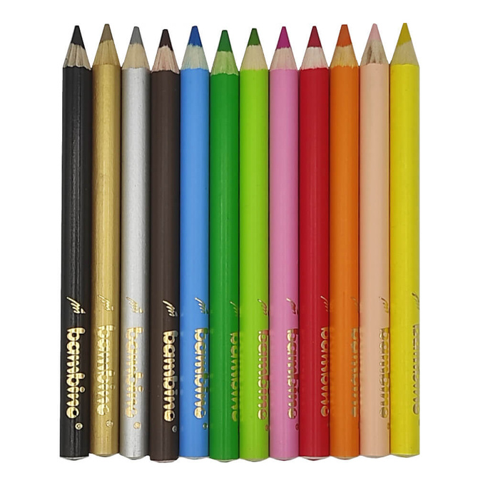 Kredki ołówkowe grube Jumbo w oprawie drewnianej 12 kolorów BAMBINO