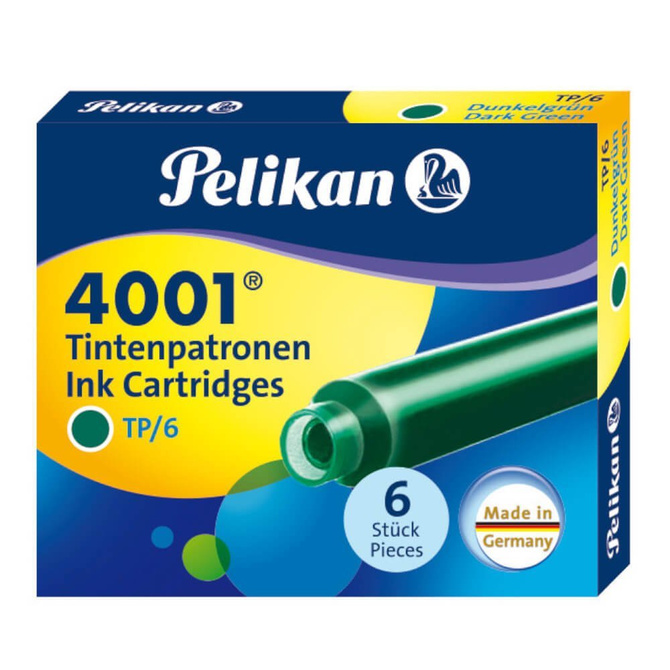Naboje wkłady pióra wiecznego atramentowe krótkie 4001 zielon 60szt PELIKAN