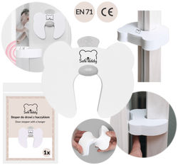 Stoper zabezpieczenie z haczykiem blokada odbojnik klin do drzwi SafeTeddy