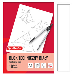 Blok techniczny A4 biały 10 kartek 170g/m2 HERLITZ