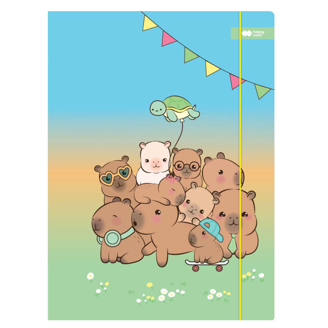 Teczka rysunkowa kartonow z gumką A4 24x31cm kapibara YUMMY YUM HAPPY COLOR