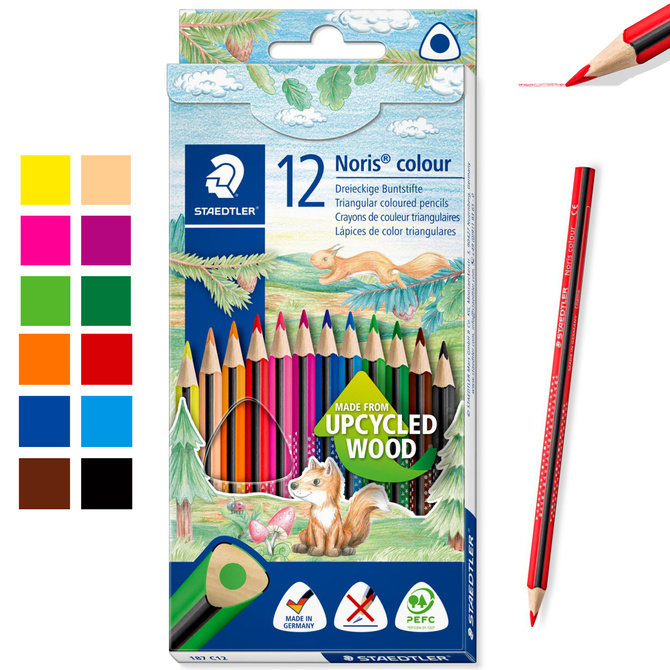 Kredki ołówkowe trójkątne 12 kolorów Wopex Noris colour STAEDTLER