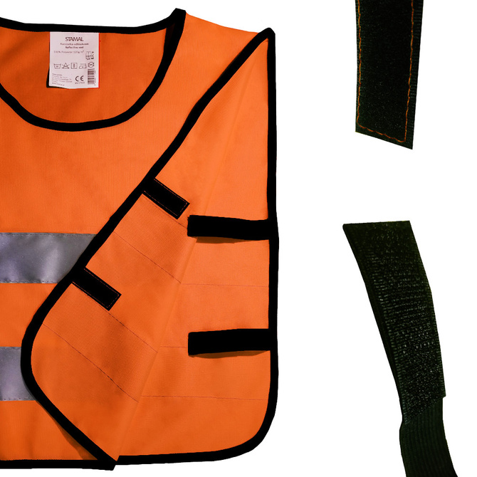 Kamizelka odblaskowa ostrzegawcza pomarańczow dzieci przedszkolaków 42x45cm