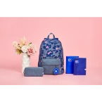 Plecak szkolny młodzież 26l+ piórnik niebieski kwiatki sztruks Bloom OXFORD