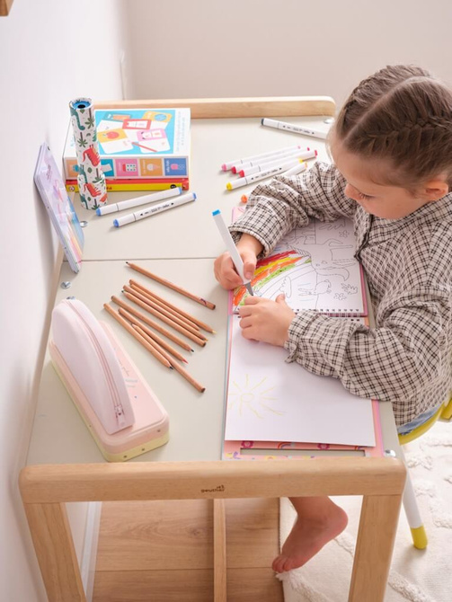 Łóżeczko drewniane dostawne 4w1 dostawka sofa biurko HATO GEUTHER