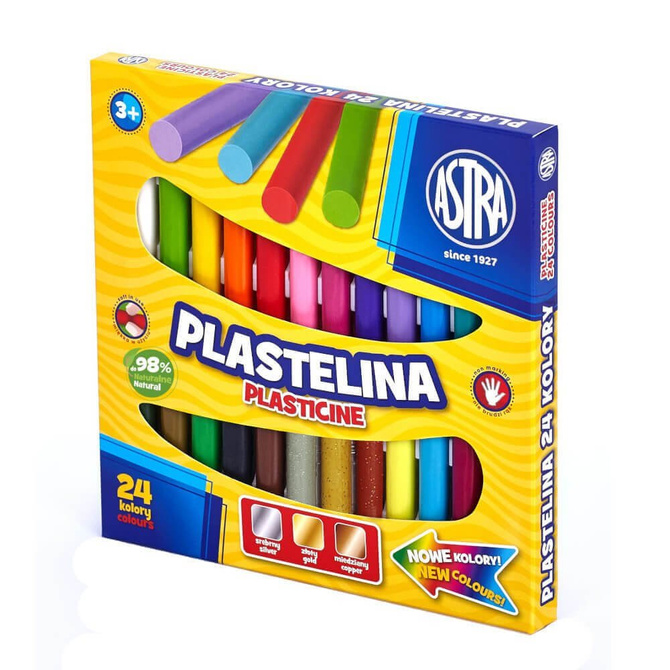 Plastelina szkolna klasyczna okrągła 24kol ASTRA