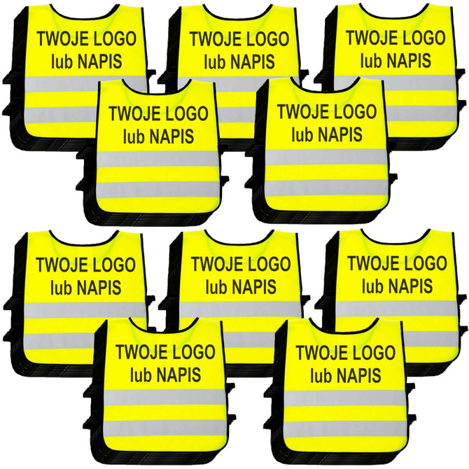 Kamizelka odblaskowa z własnym nadrukiem dla dzieci logo napis 100 sztuk