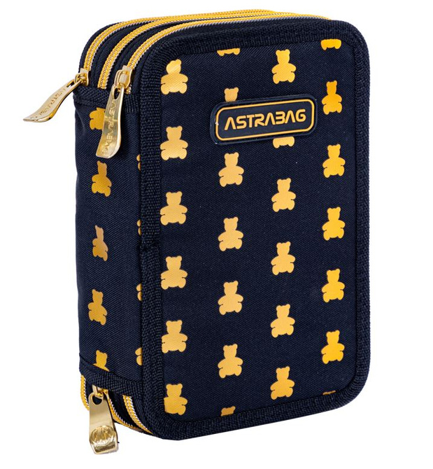 Piórnik potrójny z wyposażeniem 46el Jumbo misie Golden Teddy AC31 ASTRA