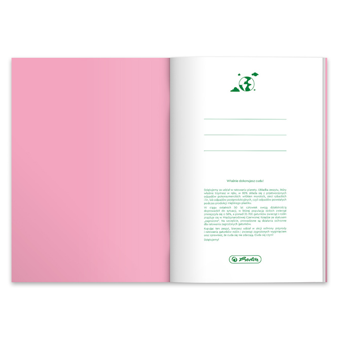 Zeszyt A5 32k kratka okładka z folii PP Eco Pastel Colors różowy HERLITZ