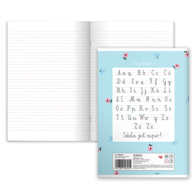 Zeszyt A5 32 kartki podwójna linia kolorowa 3linie 70g Cute Pastel HERLITZ