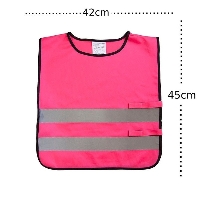 Kamizelka odblaskowa ostrzegawcza różowa dla dzieci przedszkolaków 42x45cm