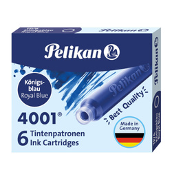 Naboje wkłady pióra wiecznego atramentowe krótkie 4001 niebies 6szt PELIKAN