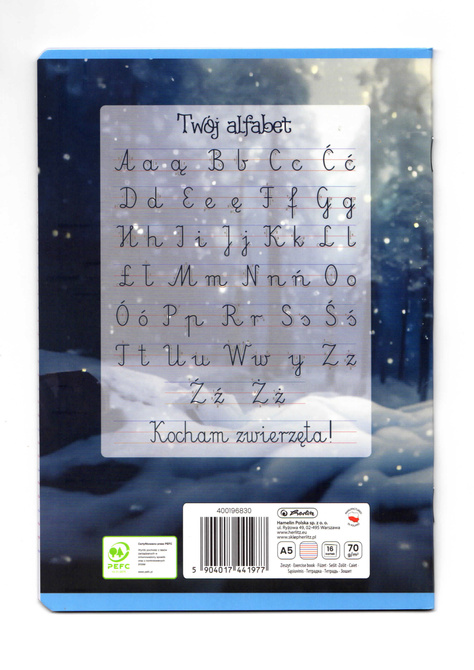Zeszyt A5 16 kartek podwójna linia kolorowa 3linie 70g/m Wonderland HERLITZ