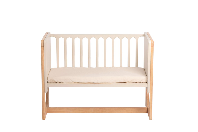 Łóżeczko drewniane dostawne 4w1 dostawka sofa biurko HATO + materac GEUTHER