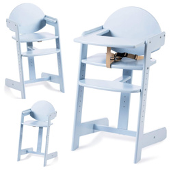 Krzesełko do karmienia z tacką 4w1 drewniane do 12 lat niebieskie GEUTHER