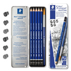 Zestaw ołówki akwarelowe 5szt + pędzelek 4B 6B 8B Mars Lumograph STAEDTLER