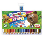 Kredki ołówkowe grube Jumbo 24 kolorów + temperówka BAMBINO